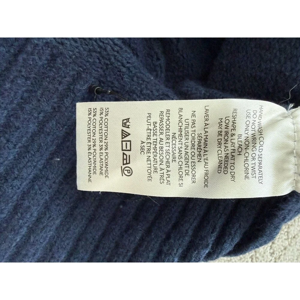 Free People Trading Up Polo Sweater S Navy Chunky Preppy Collared Relaxed Knit